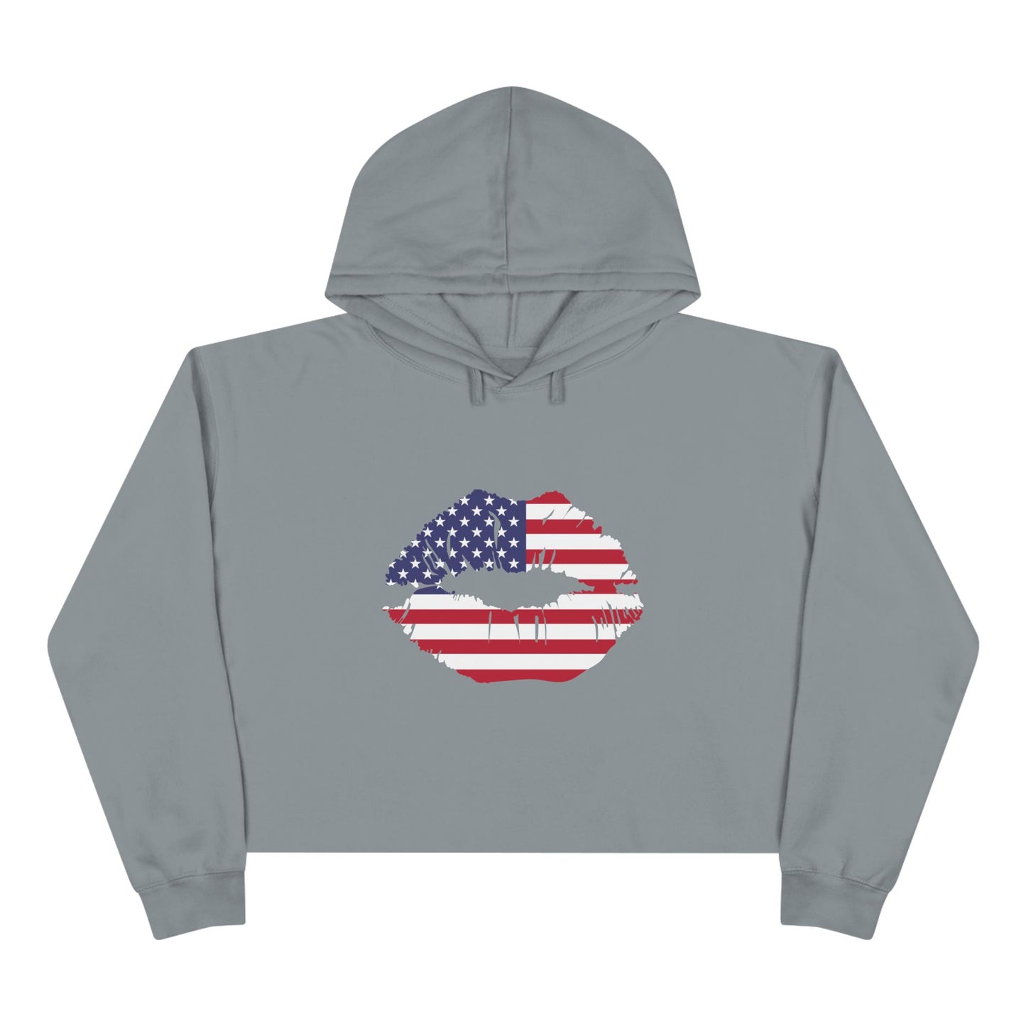American Flag Lips Crop Hoodie