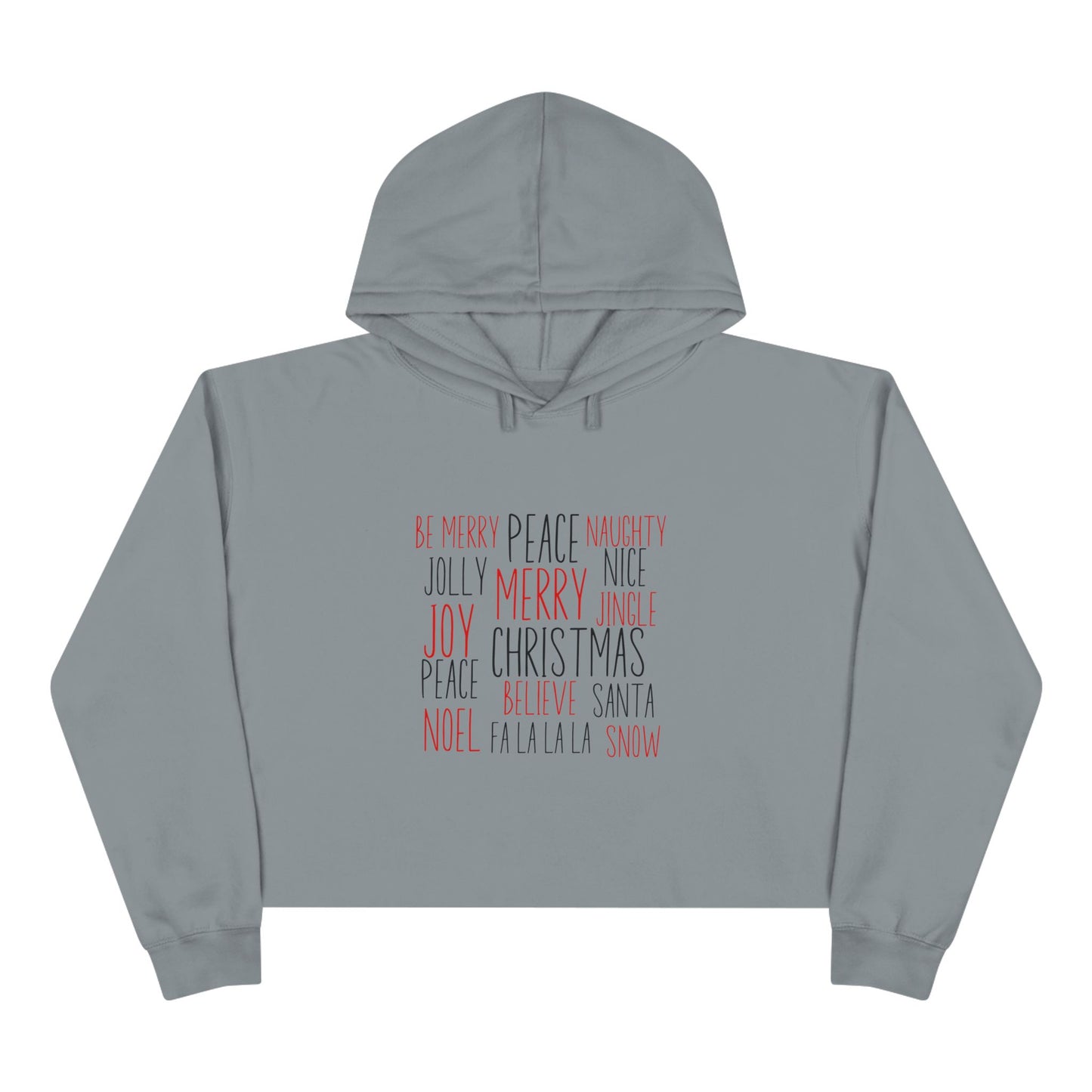Festive Holiday Words Crop Hoodie