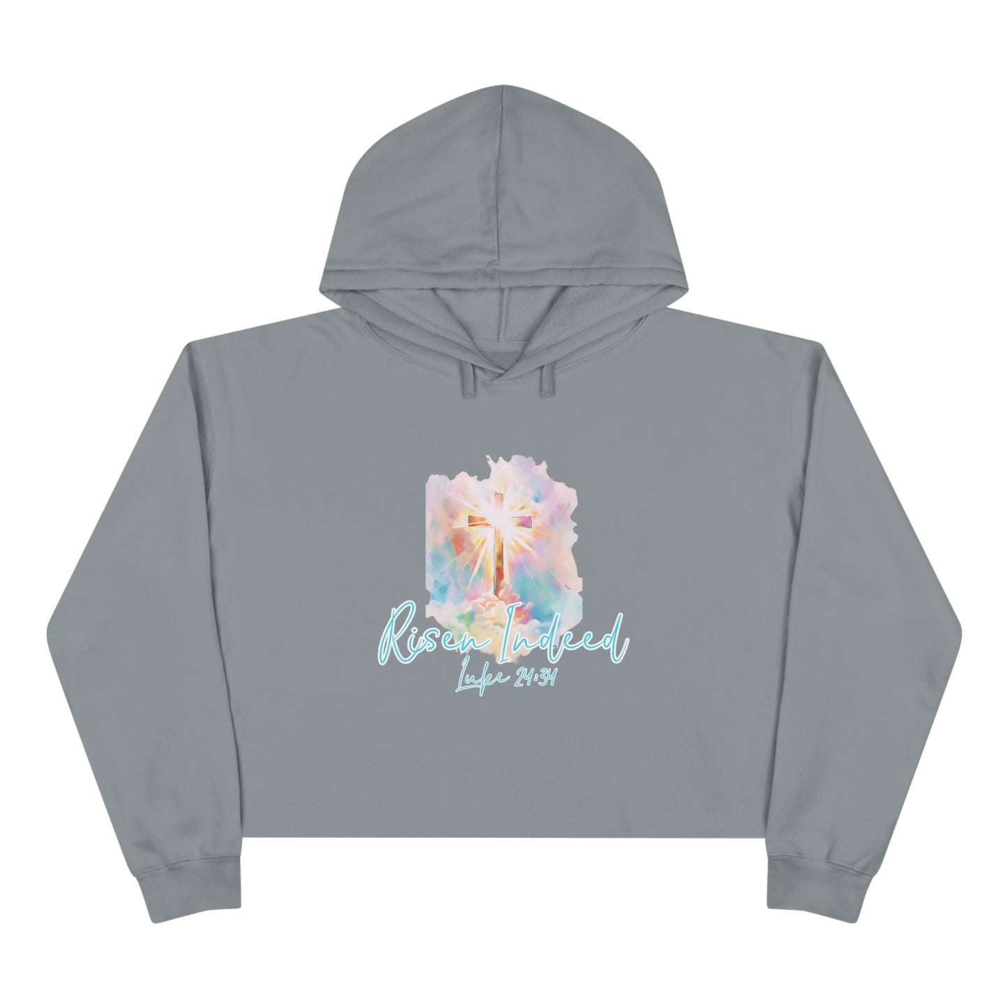 Risen Indeed Luke 24:34 Crop Hoodie