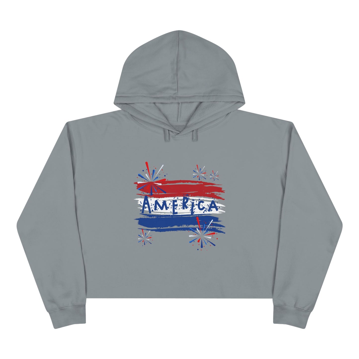 America Firework Burst Crop Hoodie