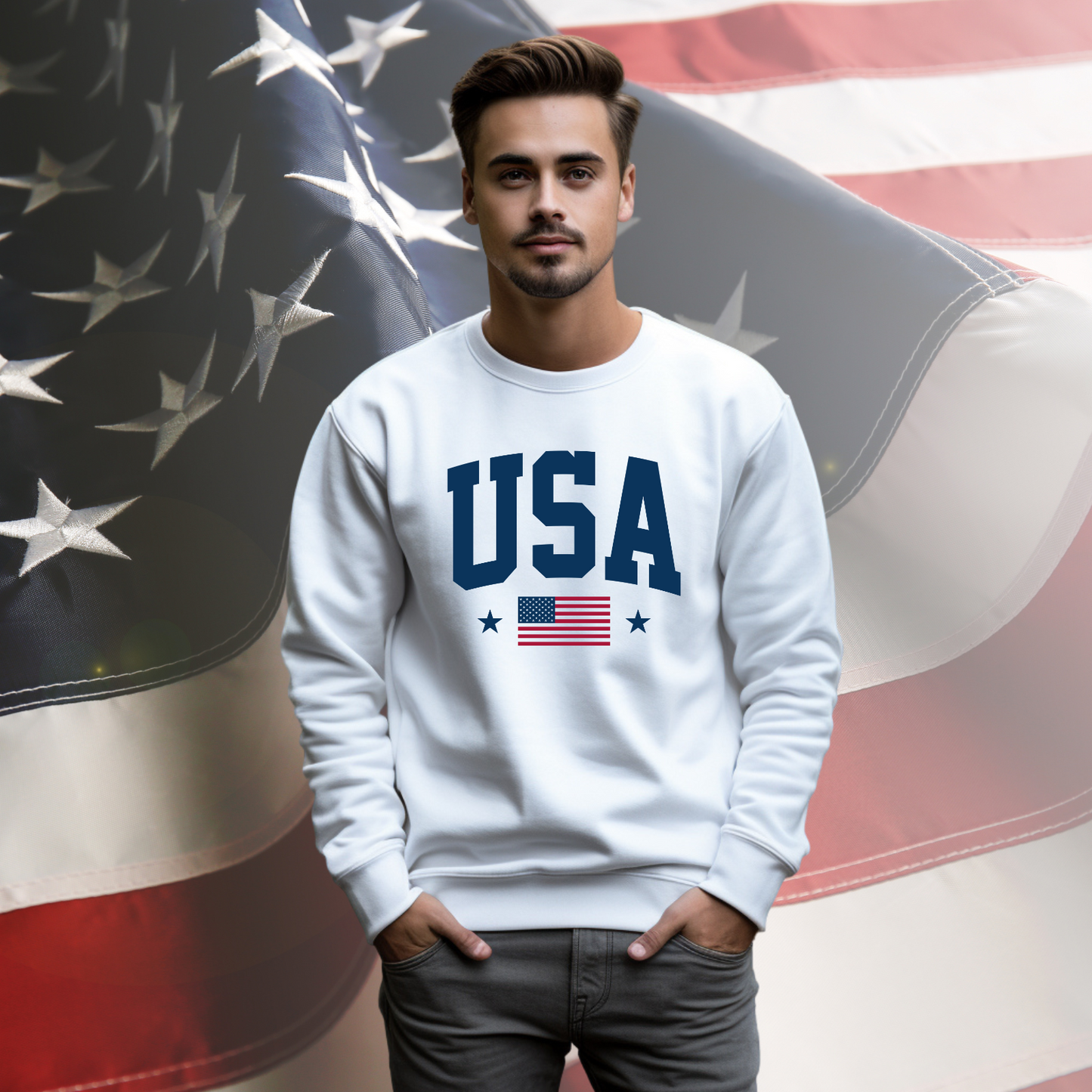 USA Flag Crewneck Sweatshirt