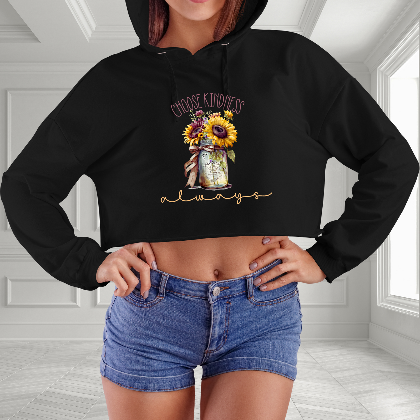 Choose Kindness Always Crop Hoodie