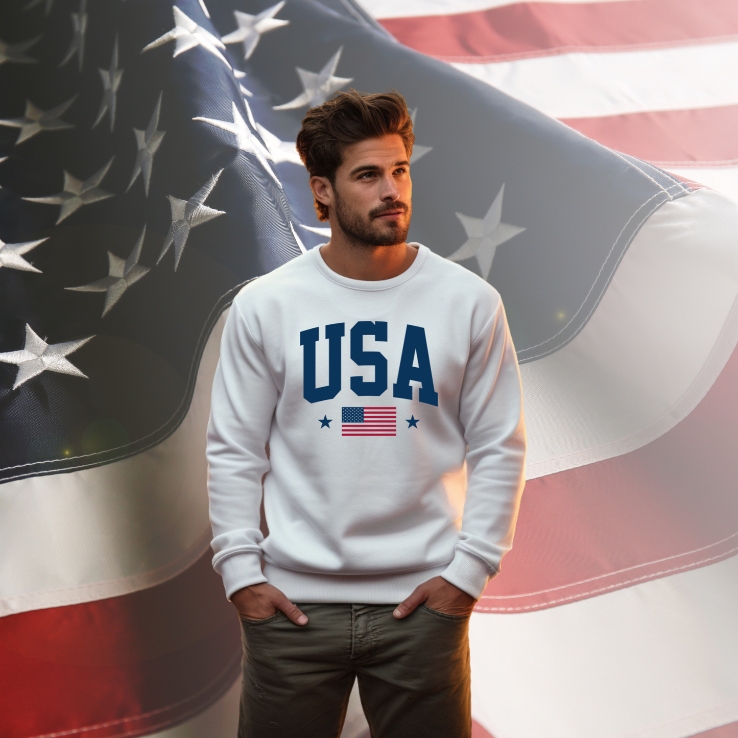 USA Flag Crewneck Sweatshirt