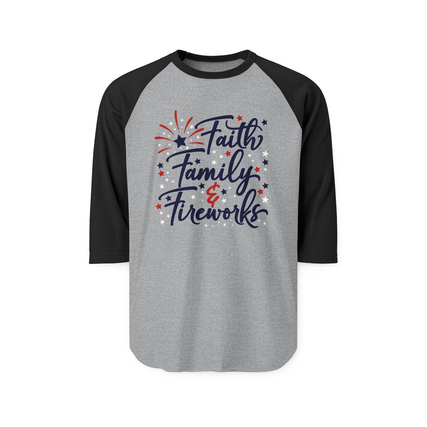 Faith Family Fireworks Baseball Tee