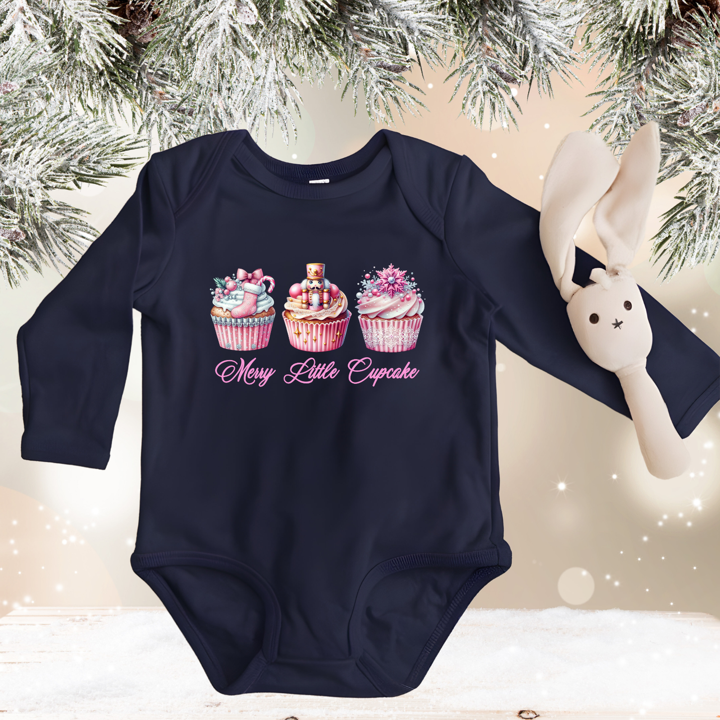 Merry Little Cupcake Infant Long Sleeve Onesie