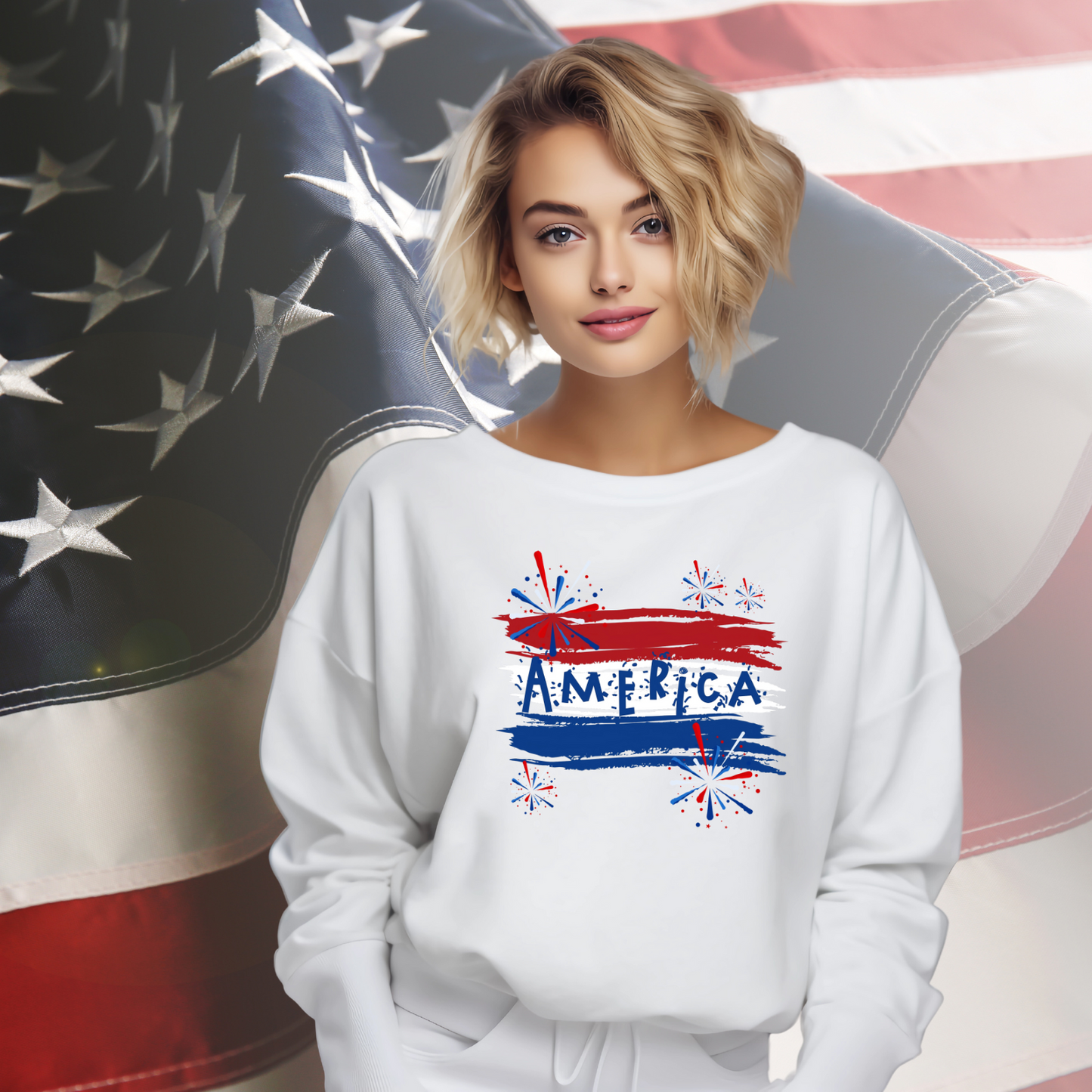 America Firework Burst Crewneck Sweatshirt