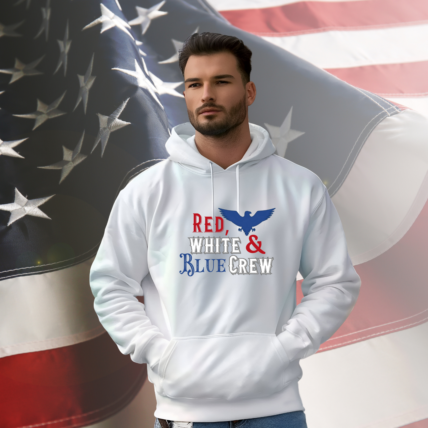 Red, White & Blue Crew Pullover Hoodie