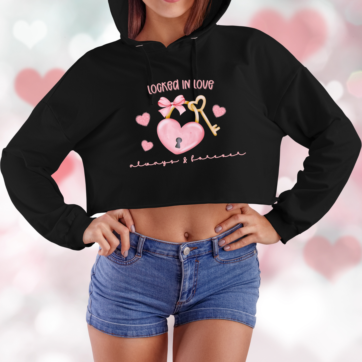 Locked In Love Crop Hoodie
