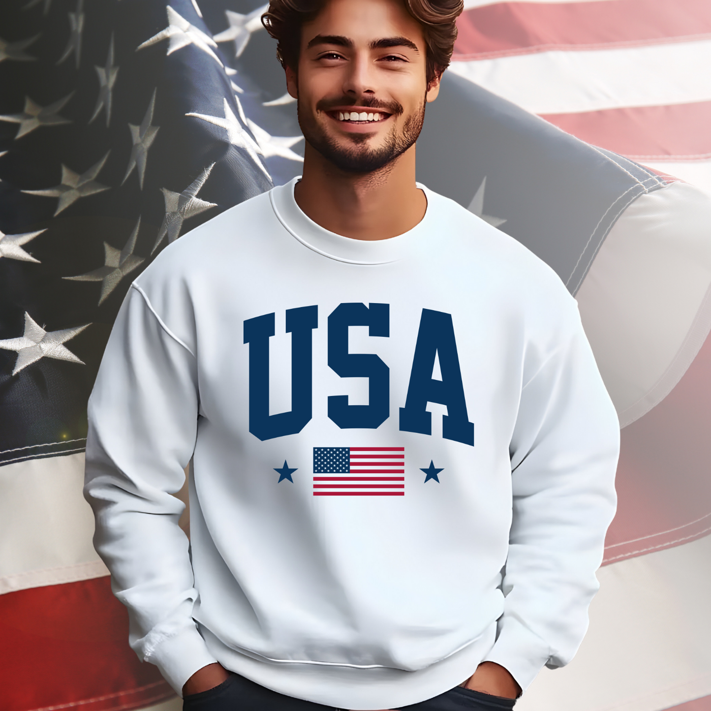 USA Flag Crewneck Sweatshirt
