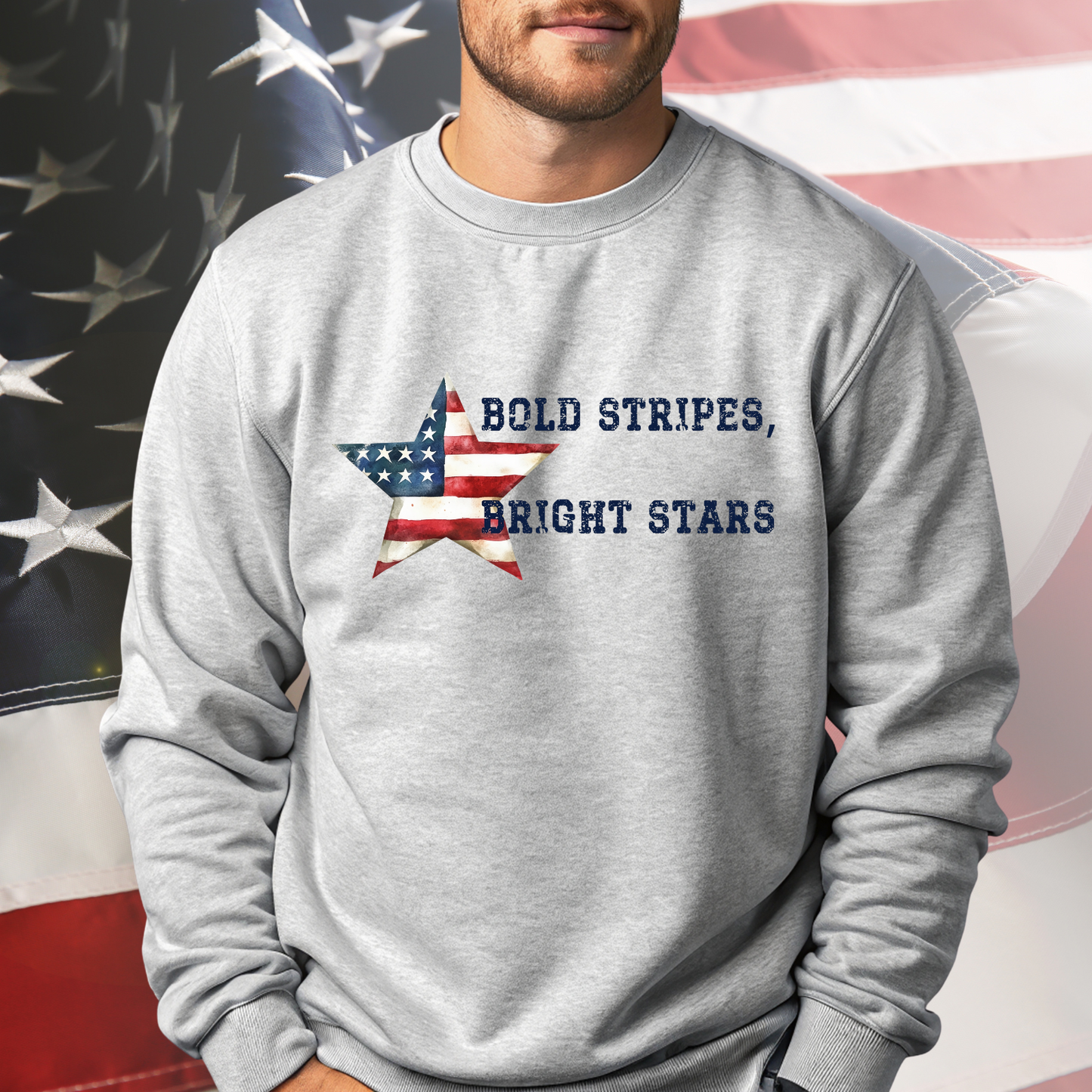 Bold Stripes Bright Stars Crewneck Sweatshirt