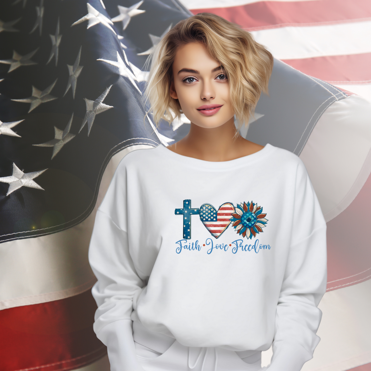 Faith Love Freedom Crewneck Sweatshirt