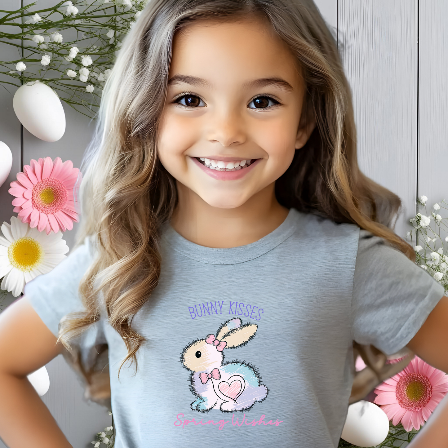 Bunny Kisses, Spring Wishes Kid's T-Shirt