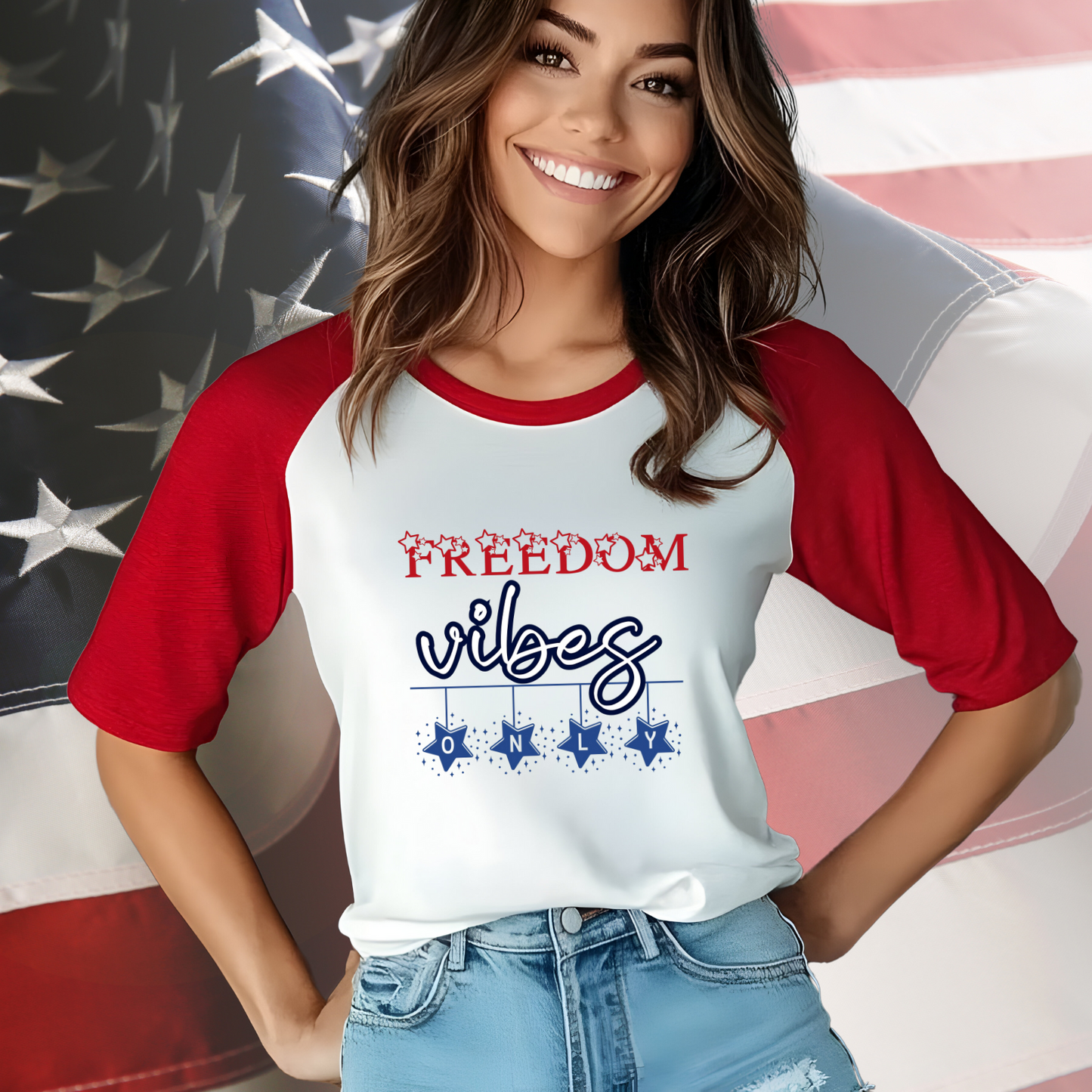 Freedom Vibes Only Baseball Tee