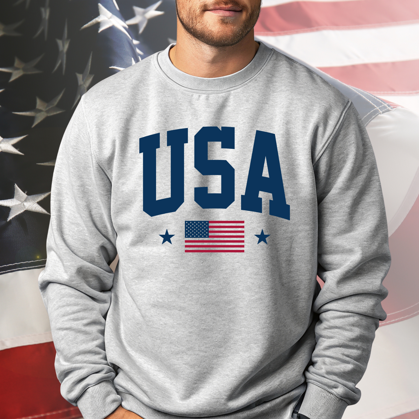 USA Flag Crewneck Sweatshirt