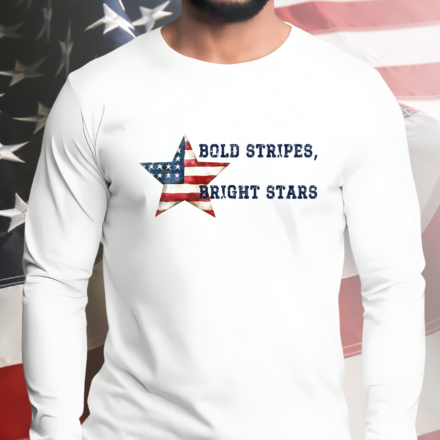 Bold Stripes Bright Stars Long Sleeve Tee