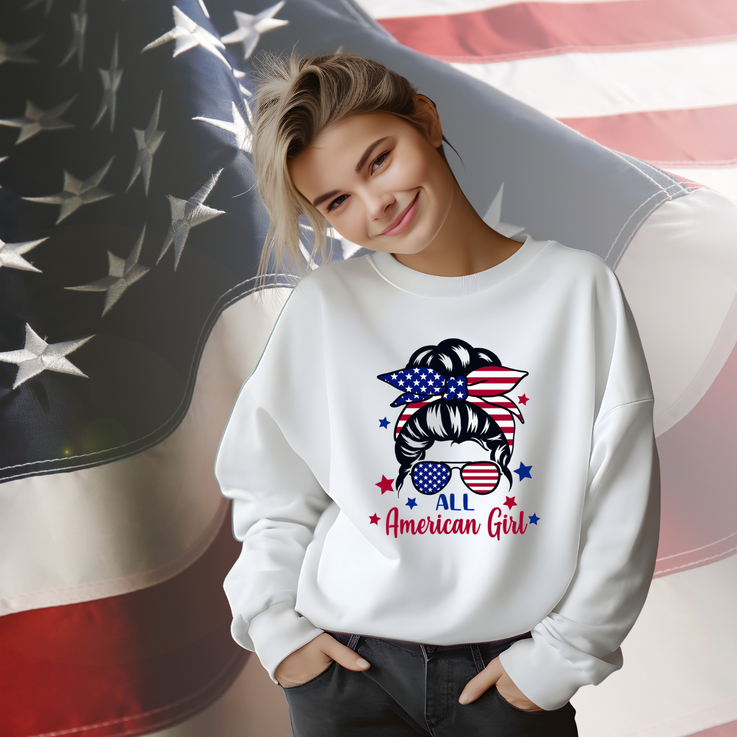 All American Girl Crewneck Sweatshirt