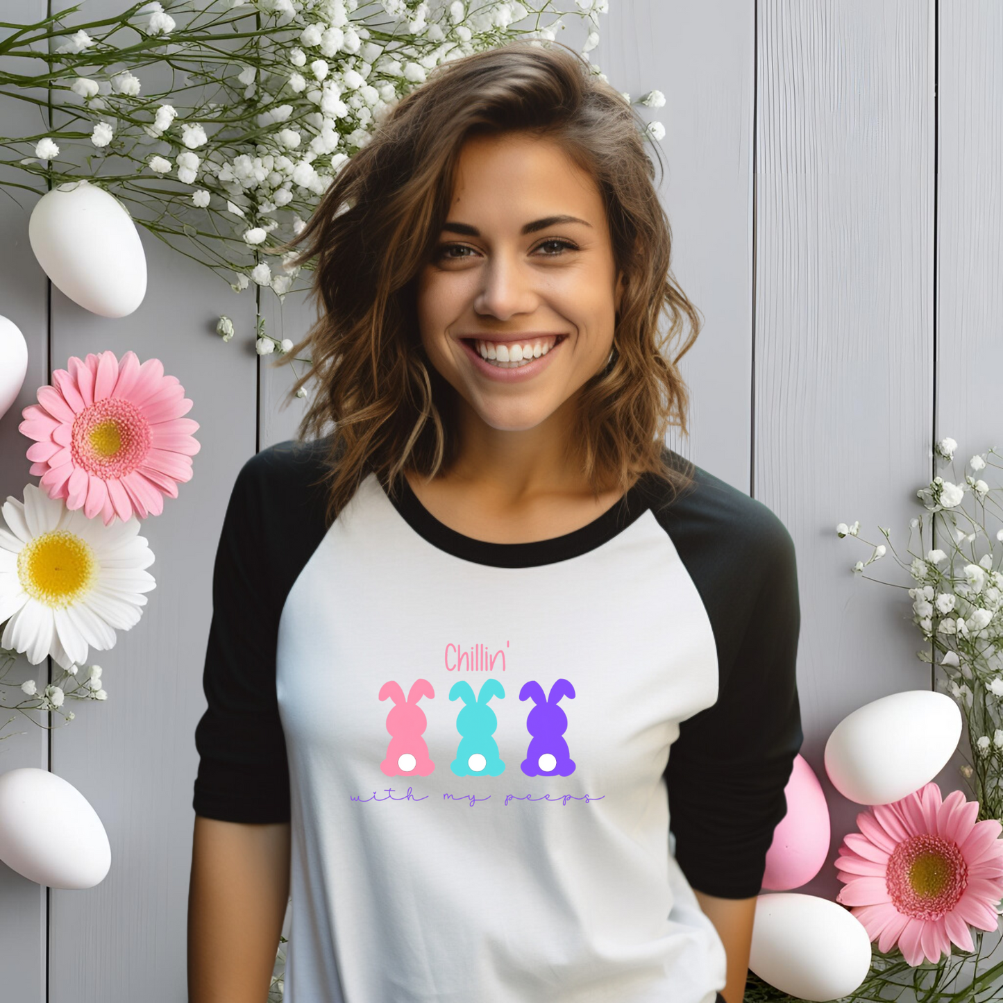 Chillin’ With My Peeps Baseball Tee