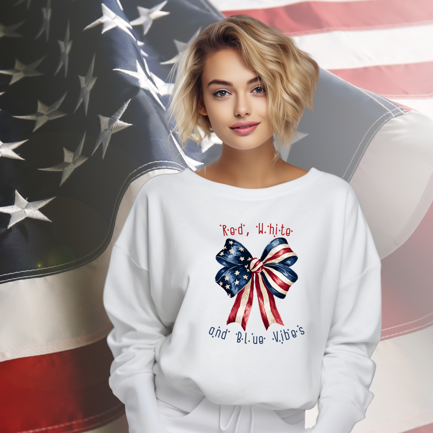 Red White And Blue Vibes Crewneck Sweatshirt