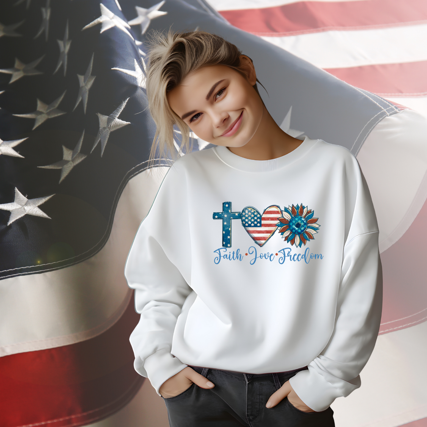 Faith Love Freedom Crewneck Sweatshirt