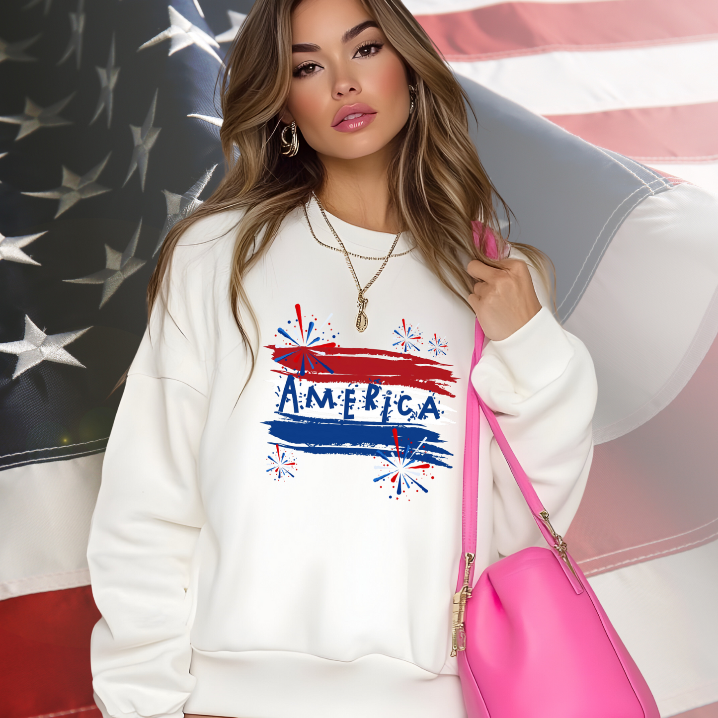America Firework Burst Crewneck Sweatshirt