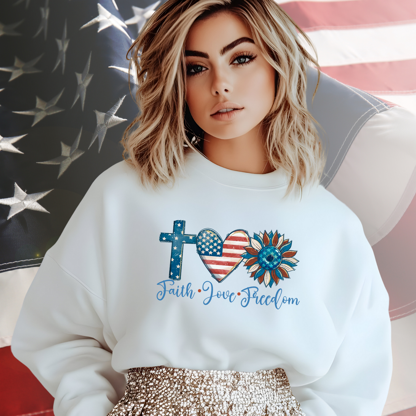 Faith Love Freedom Crewneck Sweatshirt