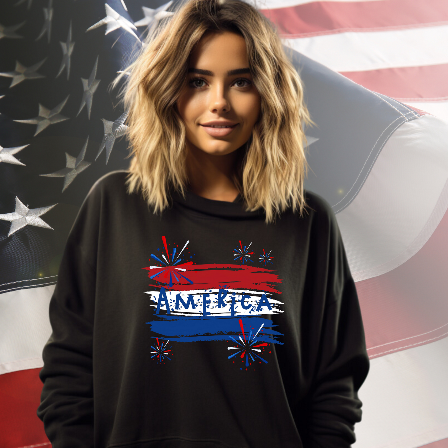 America Firework Burst Crewneck Sweatshirt