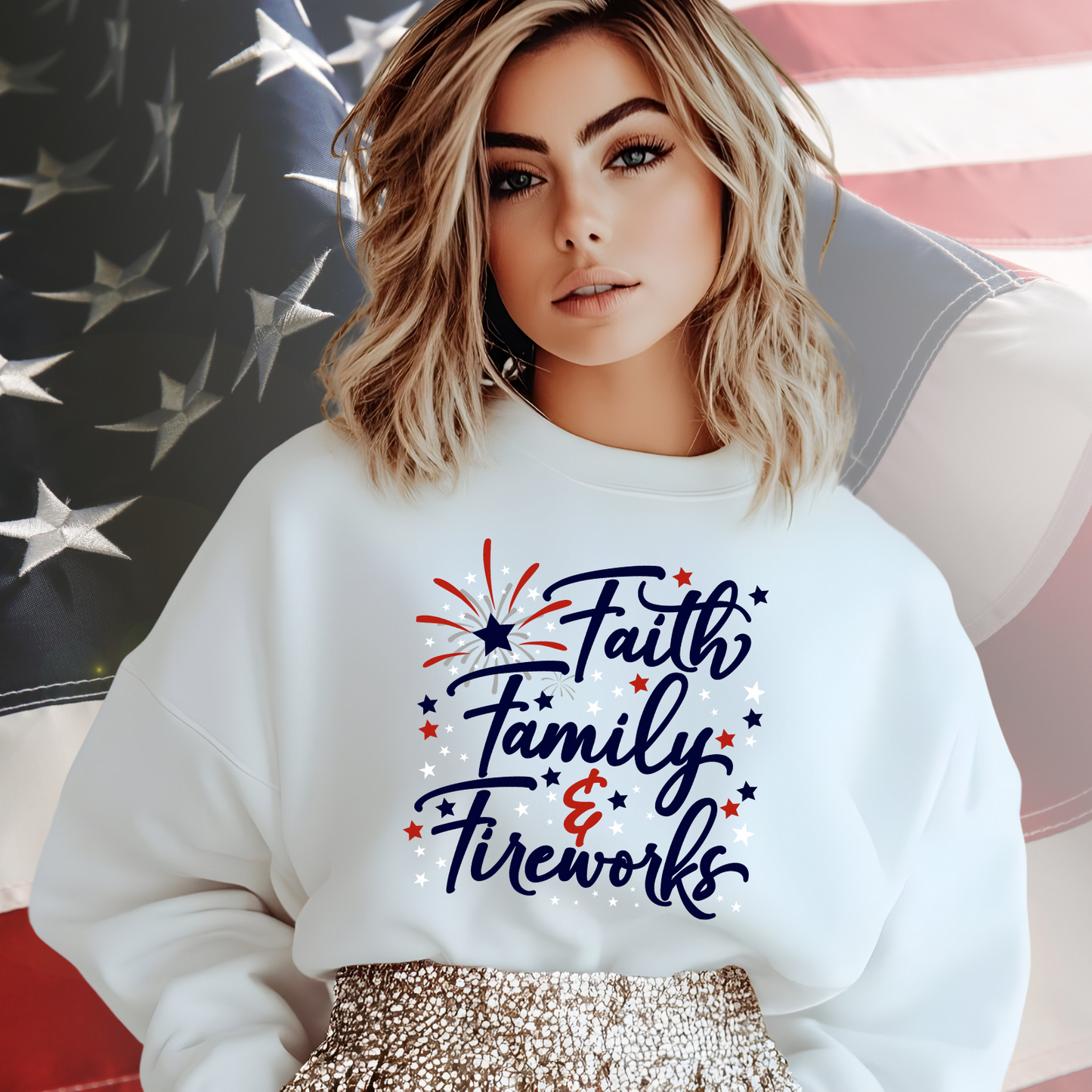 Faith Family Fireworks Crewneck Sweatshirt