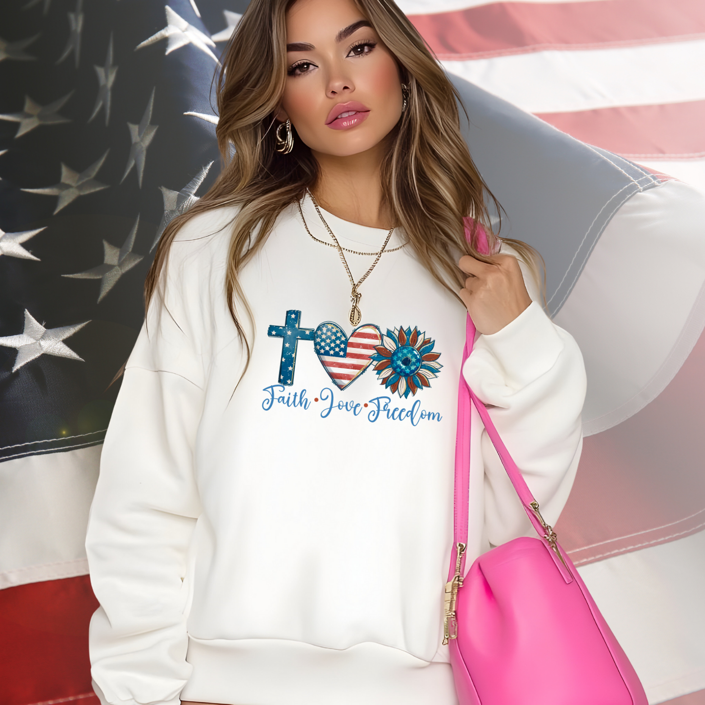Faith Love Freedom Crewneck Sweatshirt