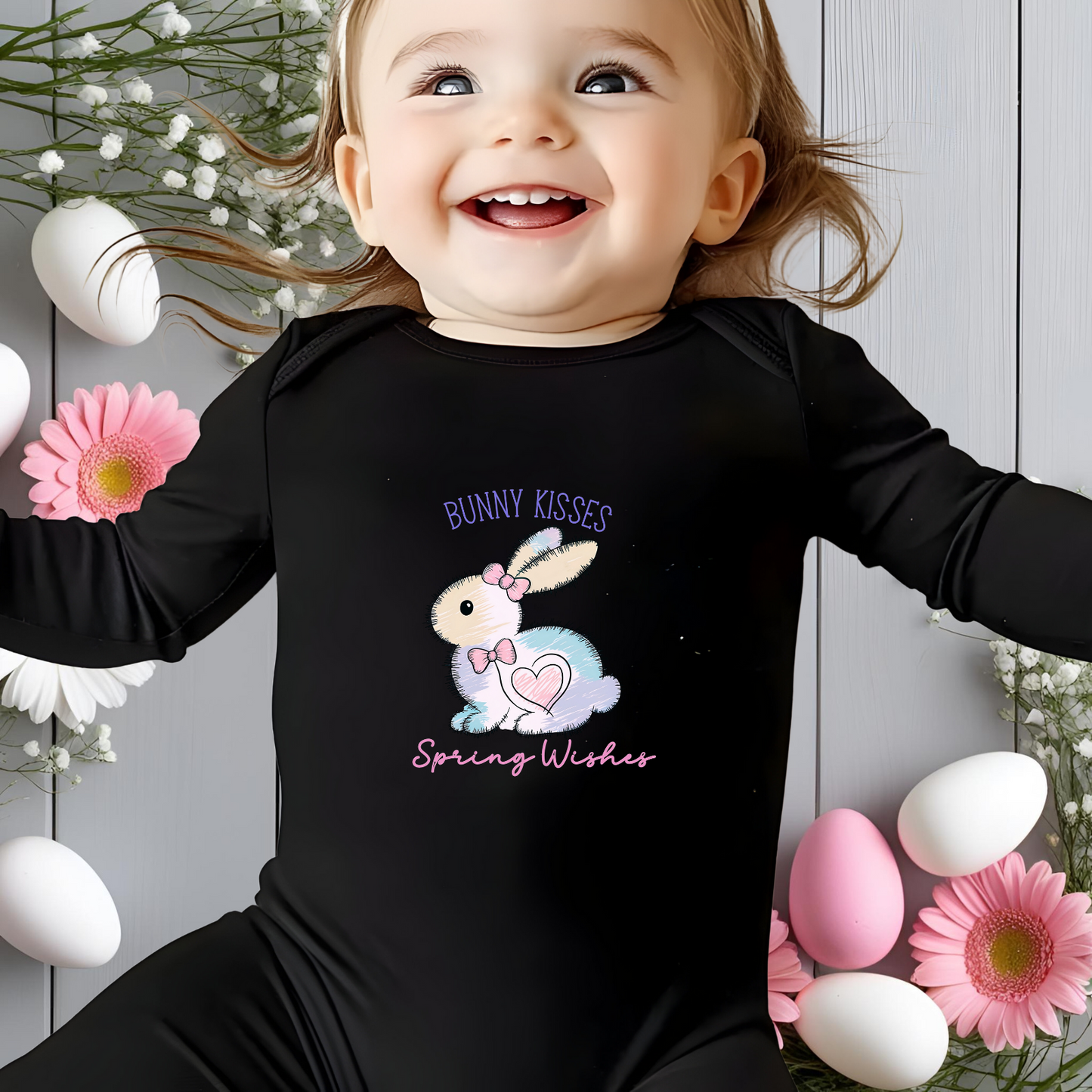 Bunny Kisses, Spring Wishes Infant Long Sleeve Onesie