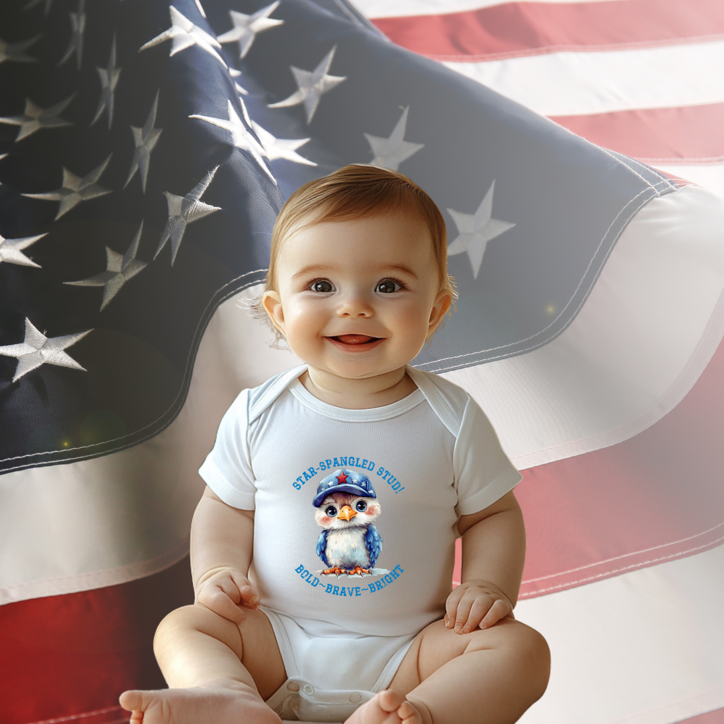 Star-Spangled Stud Infant Short Sleeve Onesie