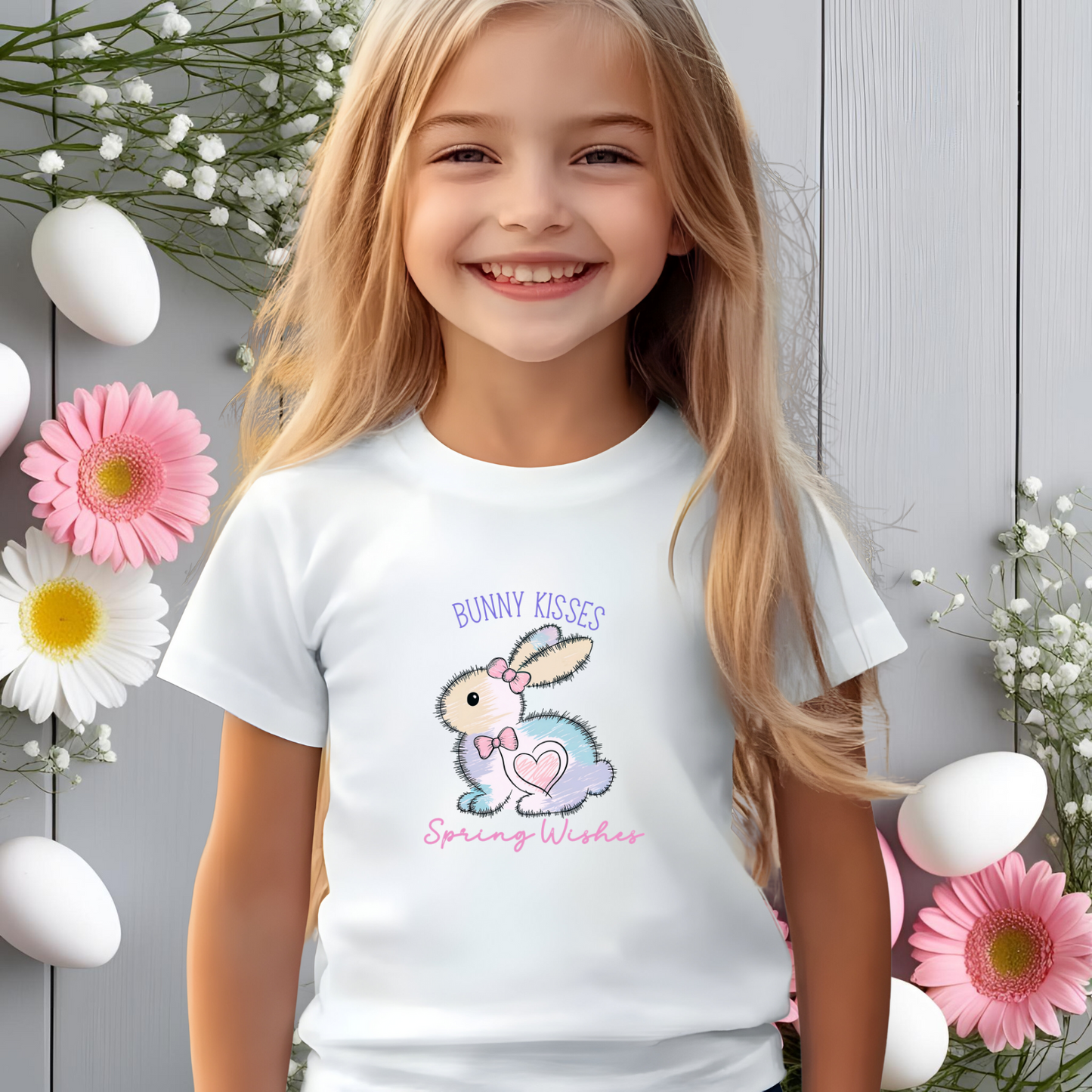 Bunny Kisses, Spring Wishes Kid's T-Shirt