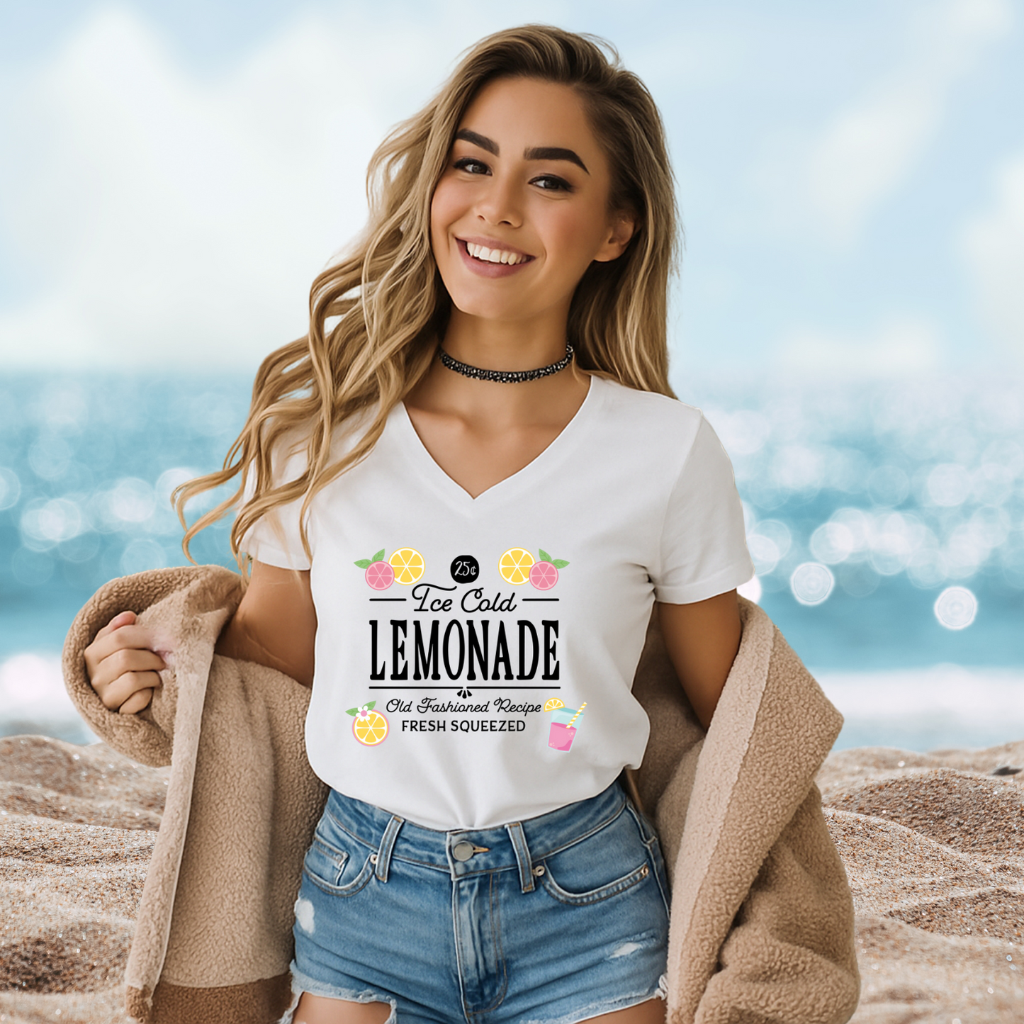 Ice Cold Lemonade V-Neck Tee