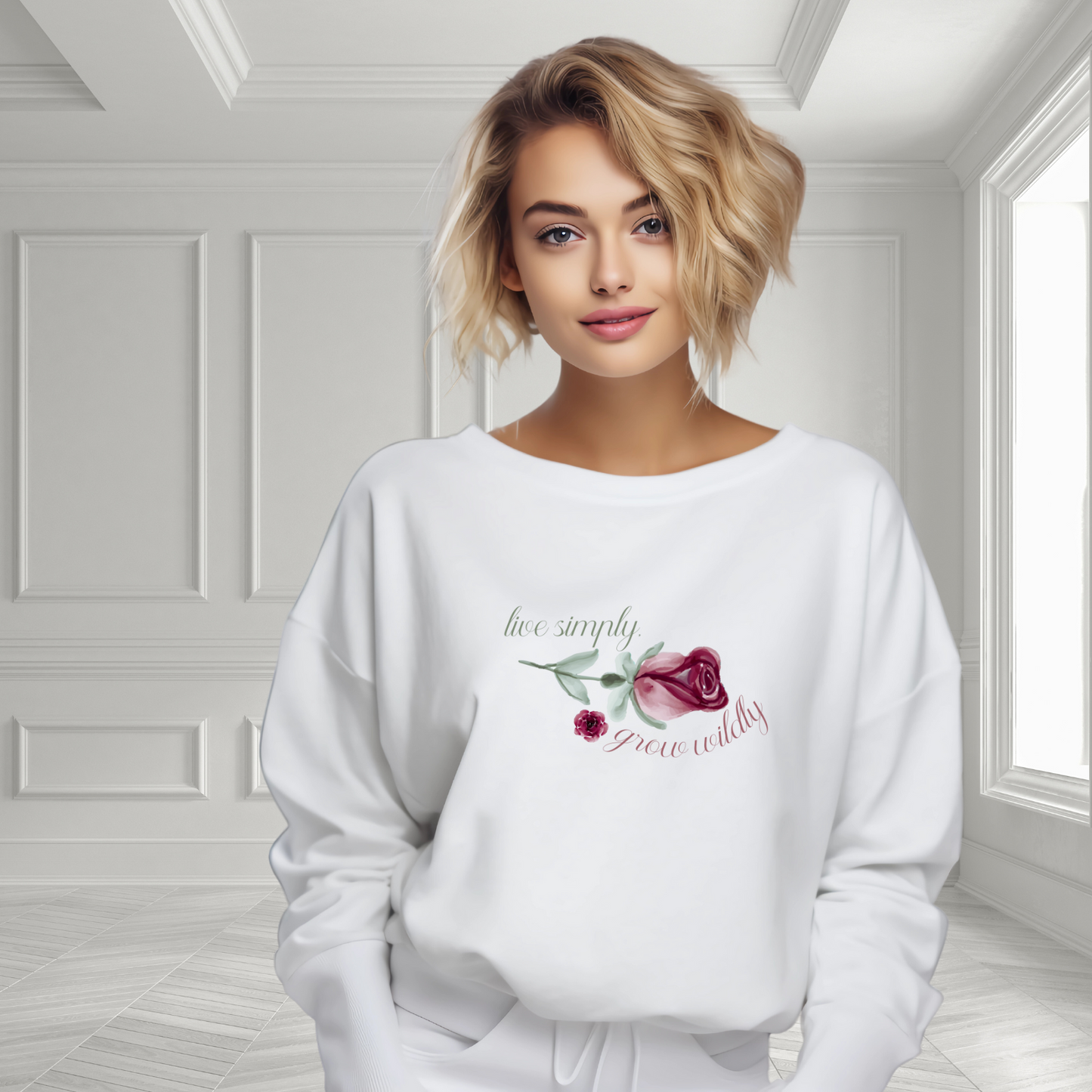 Live Simply, Grow Wildly Crewneck Sweatshirt
