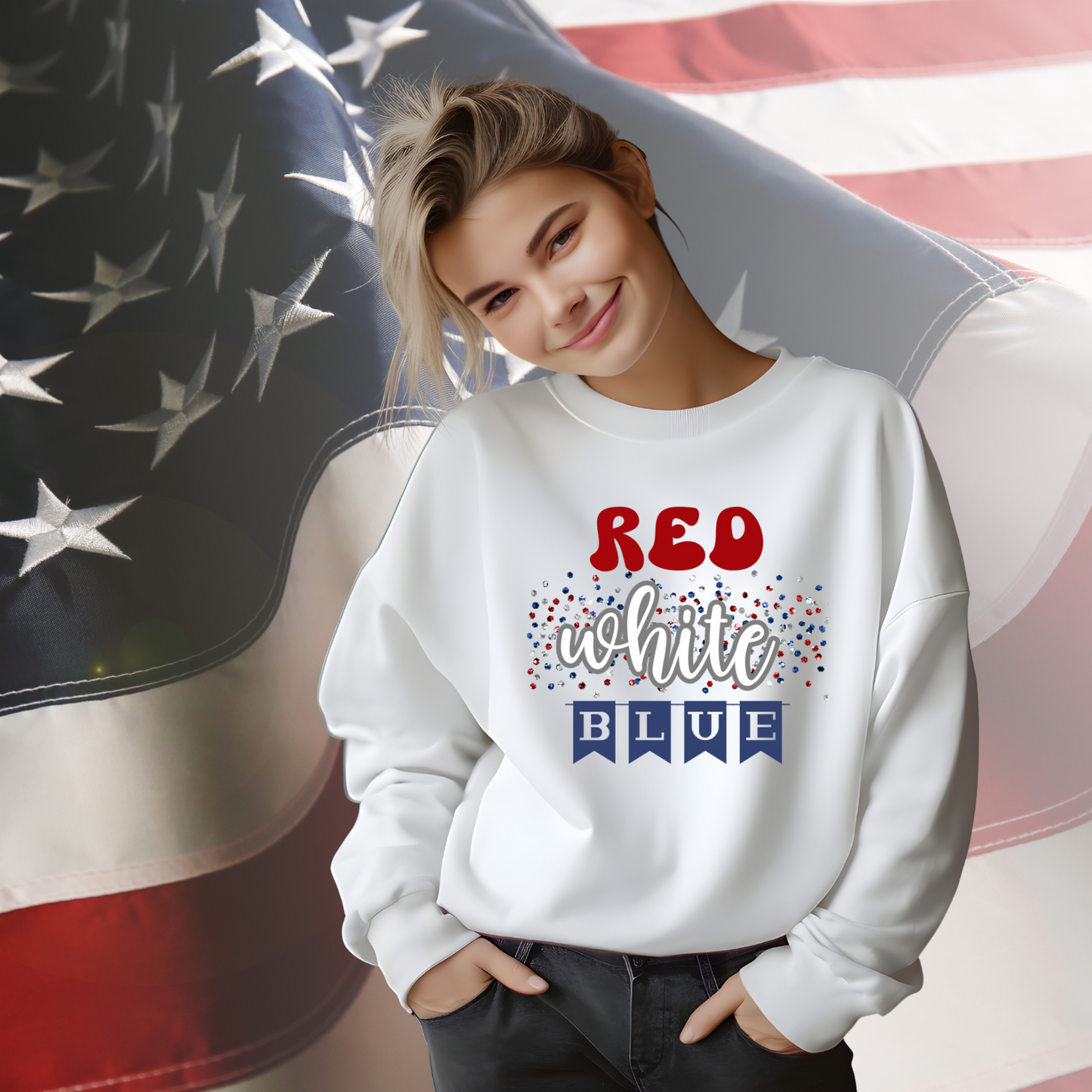 Red White Blue Crewneck Sweatshirt