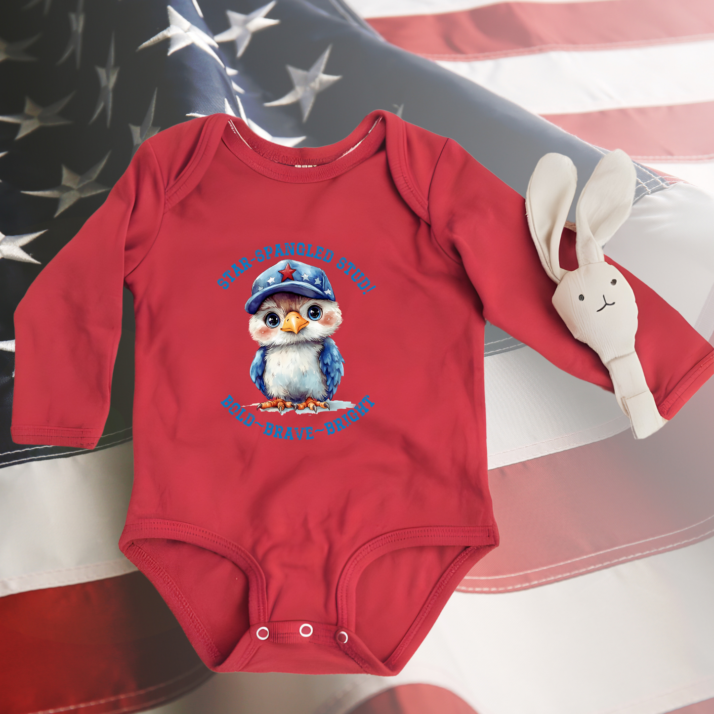Star-Spangled Stud Infant Long Sleeve Onesie