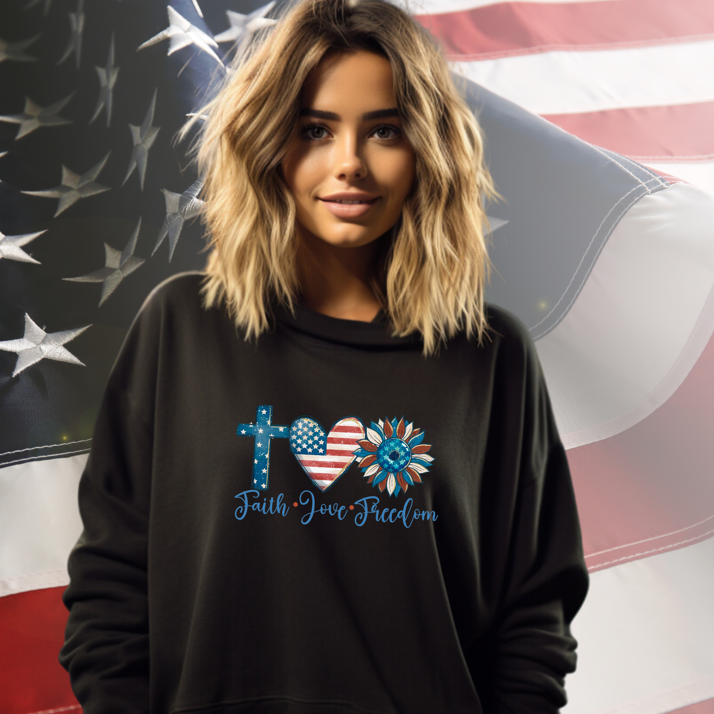 Faith Love Freedom Crewneck Sweatshirt