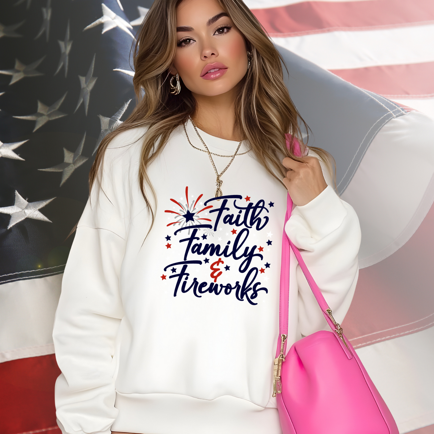 Faith Family Fireworks Crewneck Sweatshirt