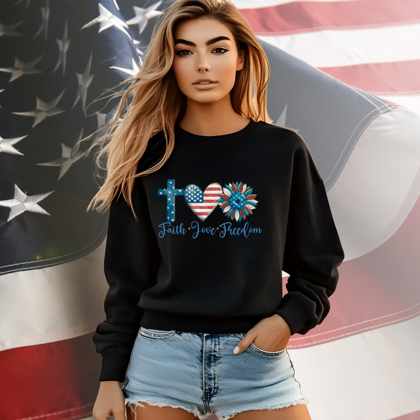 Faith Love Freedom Crewneck Sweatshirt