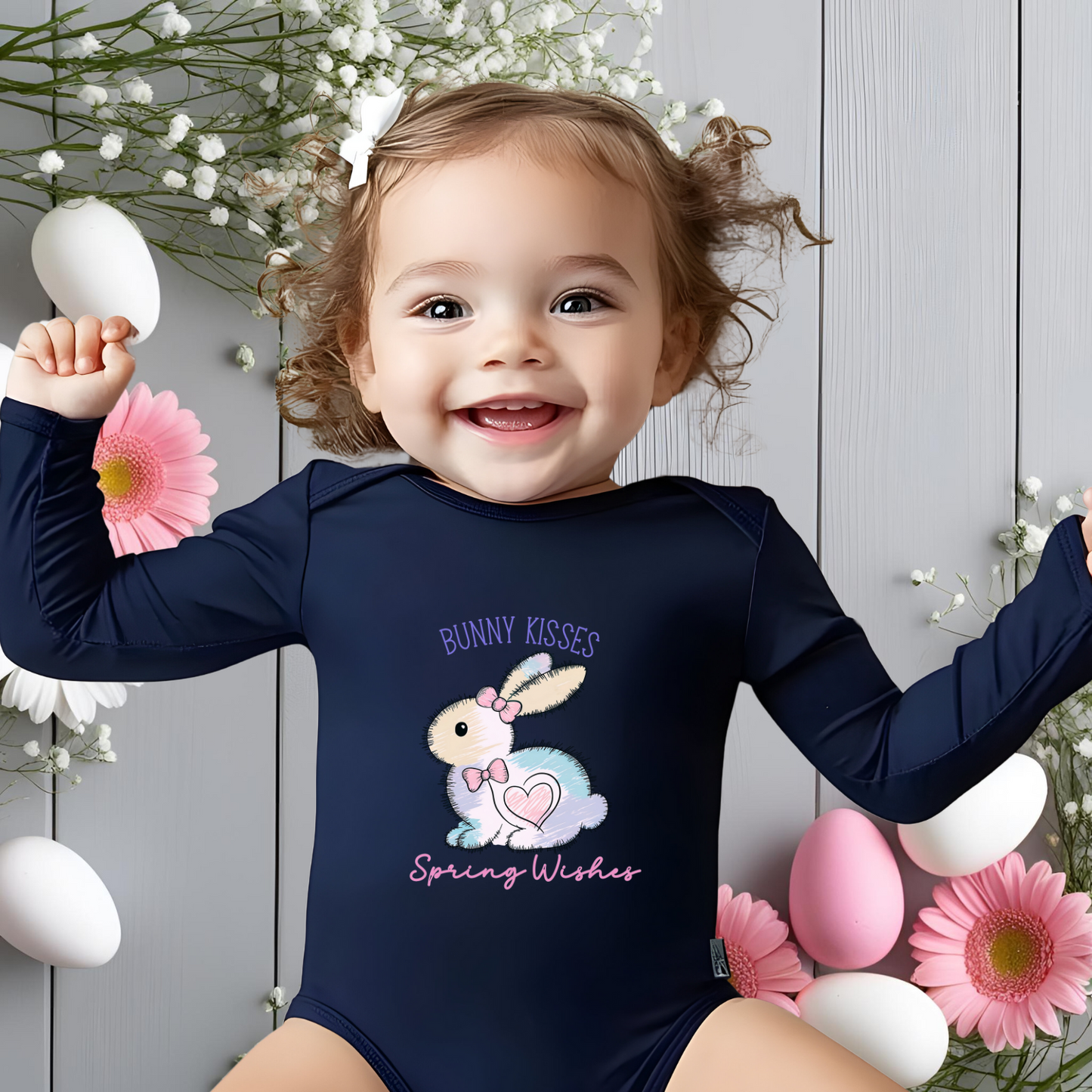 Bunny Kisses, Spring Wishes Infant Long Sleeve Onesie
