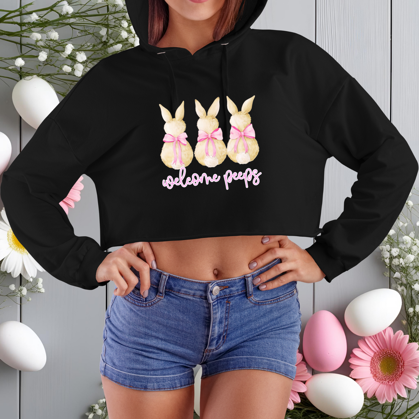 Welcome Peeps Crop Hoodie