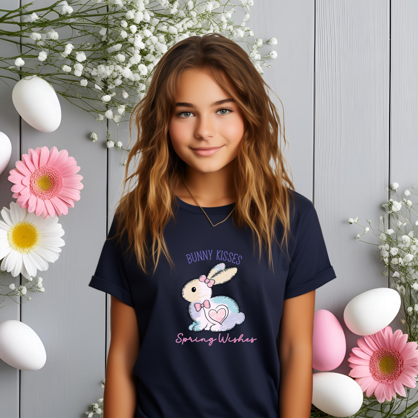Bunny Kisses, Spring Wishes Kid's T-Shirt