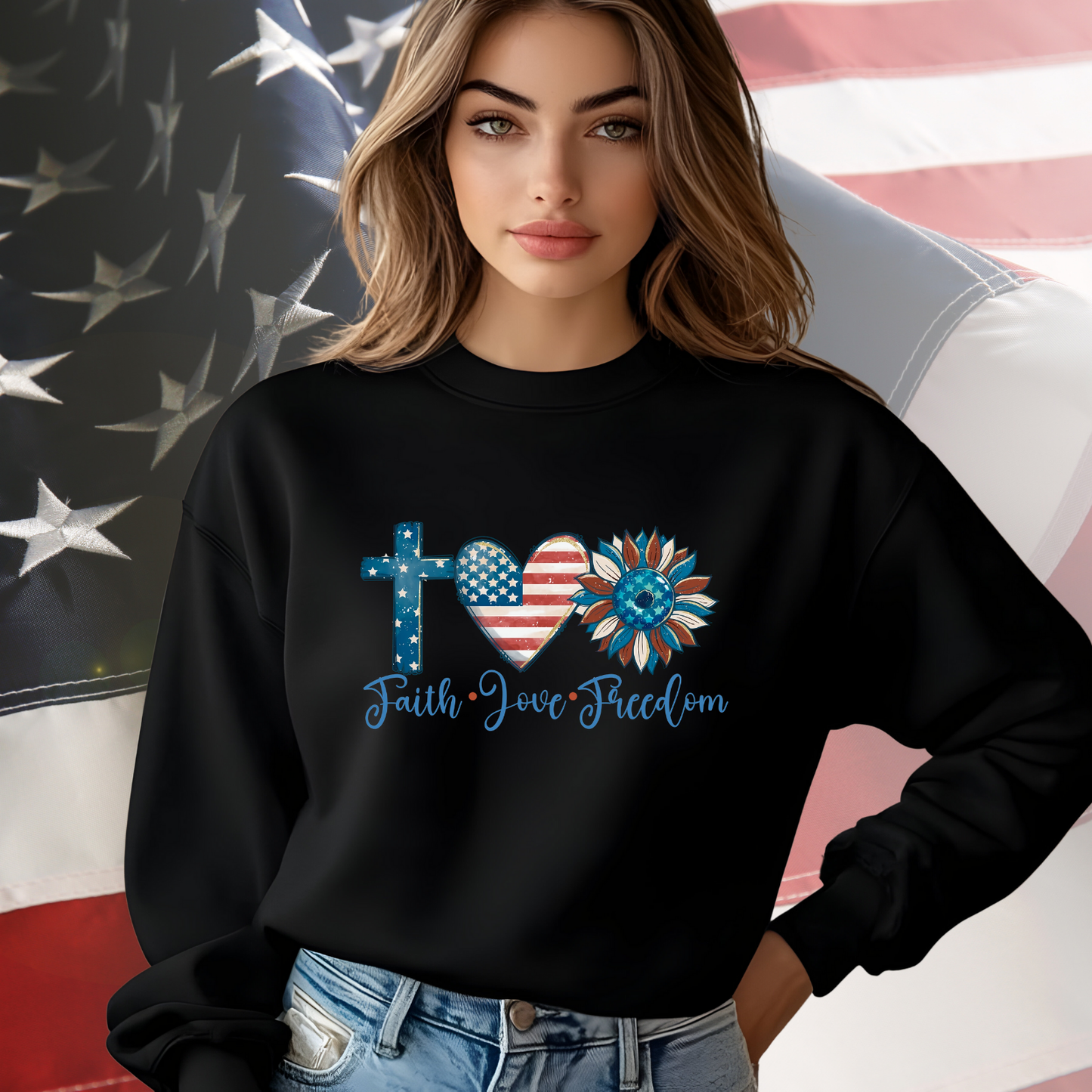 Faith Love Freedom Crewneck Sweatshirt