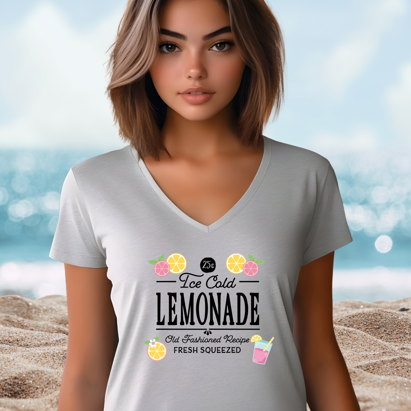 Ice Cold Lemonade V-Neck Tee