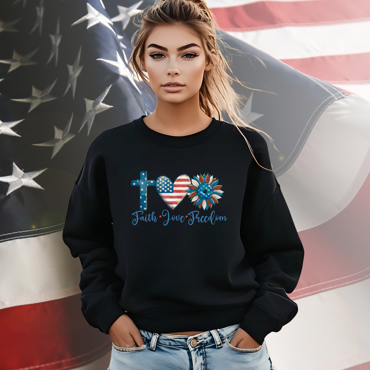 Faith Love Freedom Crewneck Sweatshirt