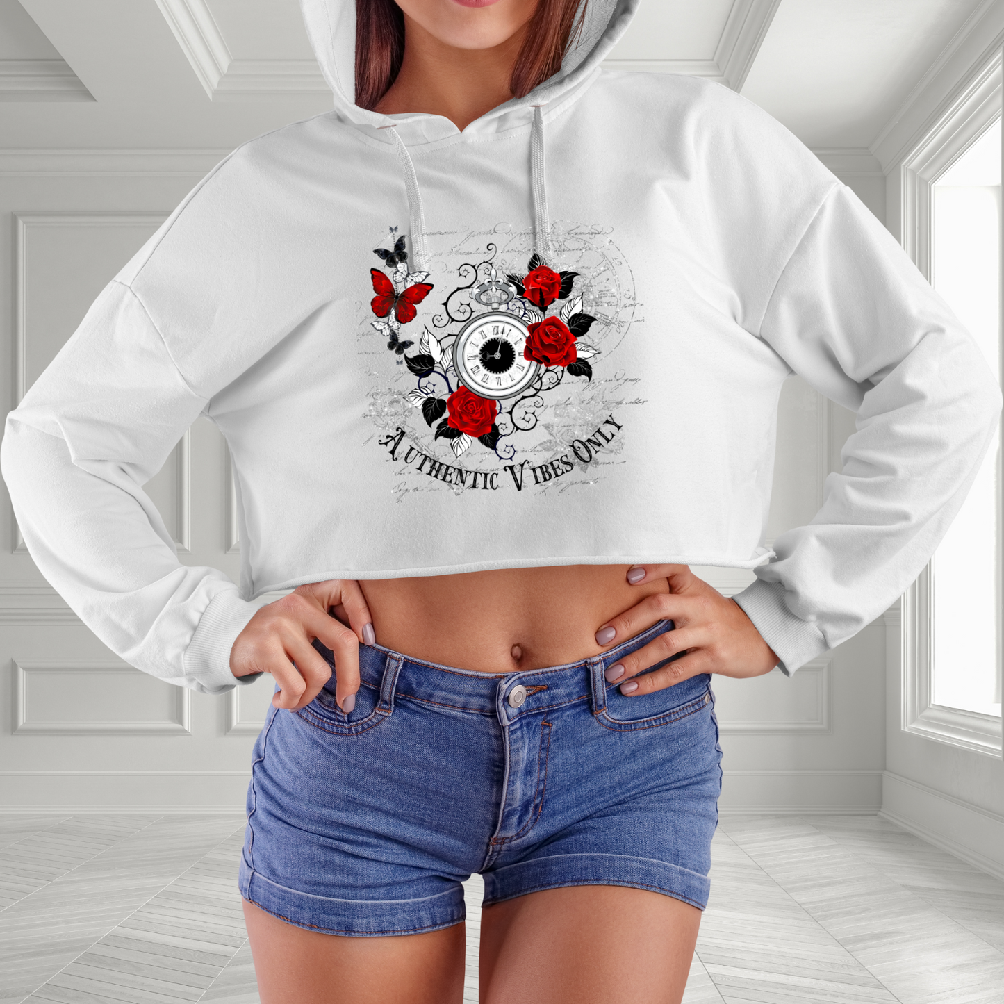 Authentic Vibes Only Crop Hoodie