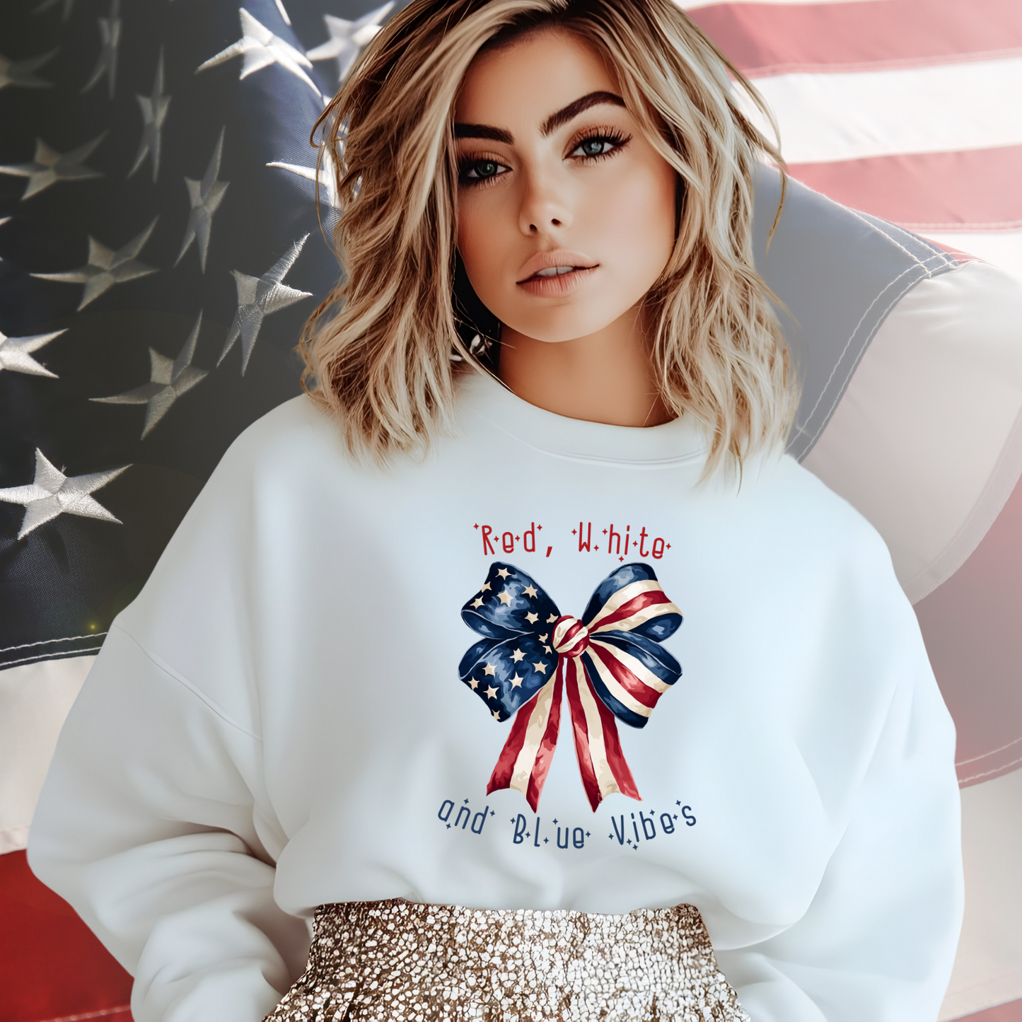 Red White And Blue Vibes Crewneck Sweatshirt