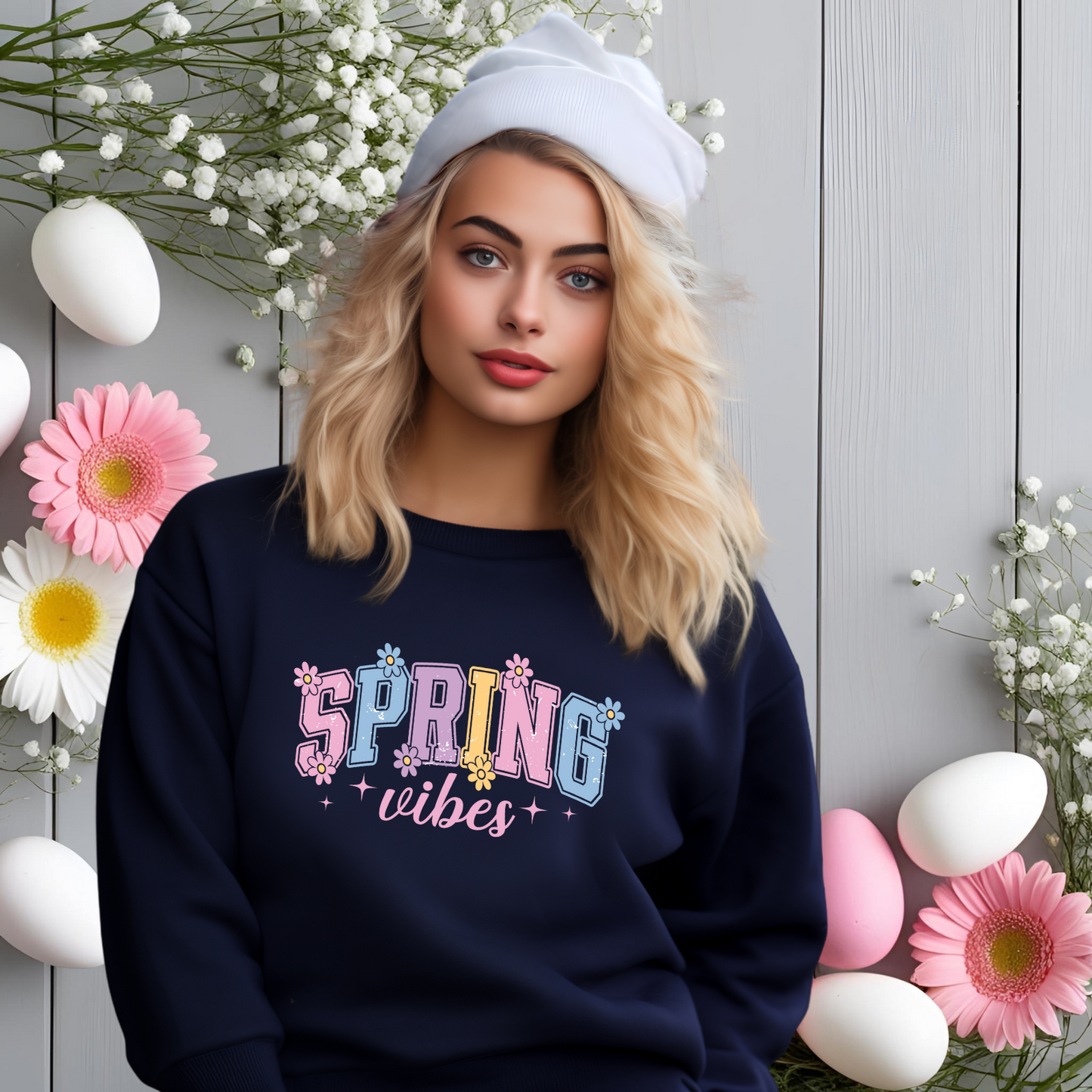 Varsity Spring Vibes Crewneck Sweatshirt