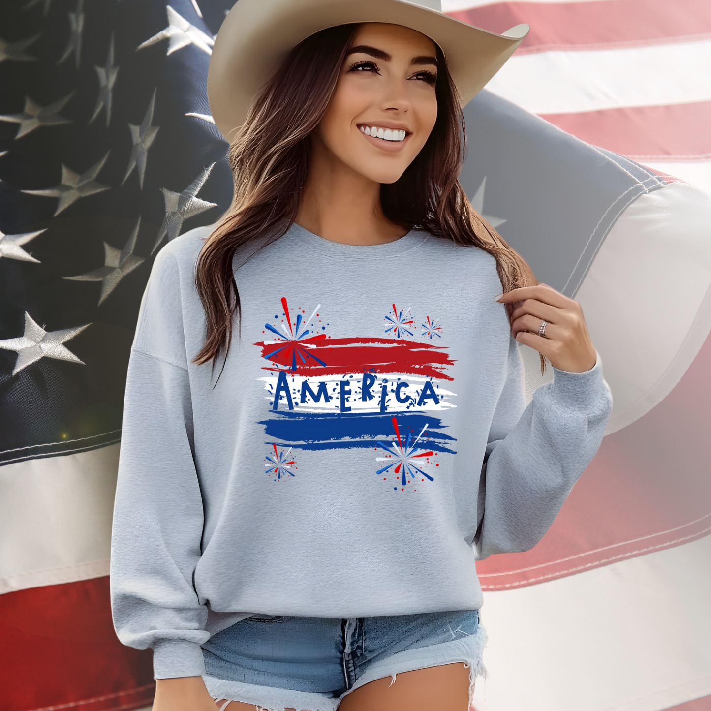 America Firework Burst Crewneck Sweatshirt