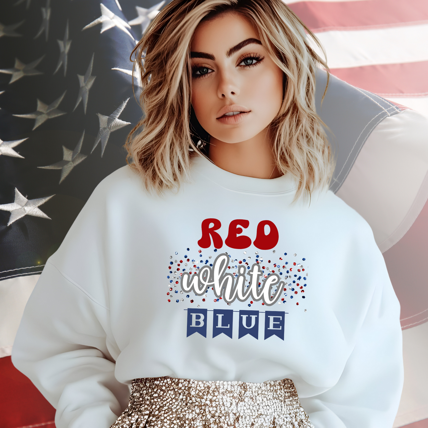 Red White Blue Crewneck Sweatshirt