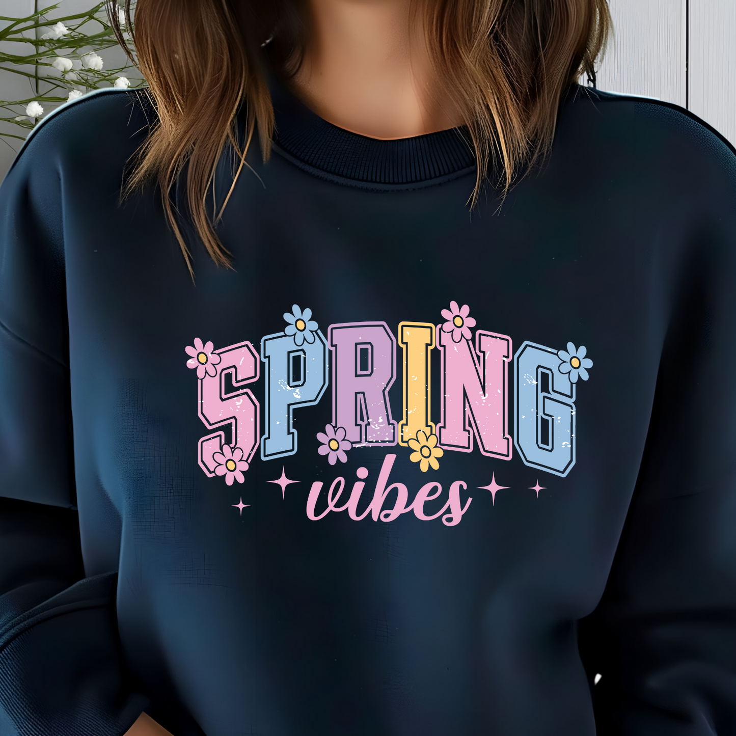 Varsity Spring Vibes Crewneck Sweatshirt